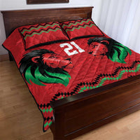 Kenya Cricket Custom Quilt Bed Set Red Lion Head with Kenyan Pattern - Wonder Print Shop