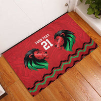 Kenya Cricket Custom Rubber Doormat Red Lion Head with Kenyan Pattern - Wonder Print Shop