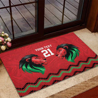Kenya Cricket Custom Rubber Doormat Red Lion Head with Kenyan Pattern - Wonder Print Shop