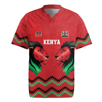 Kenya Cricket Custom Rugby Jersey Red Lion Head with Kenyan Pattern - Wonder Print Shop