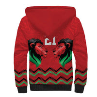 Kenya Cricket Custom Sherpa Hoodie Red Lion Head with Kenyan Pattern - Wonder Print Shop