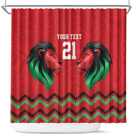 Kenya Cricket Custom Shower Curtain Red Lion Head with Kenyan Pattern - Wonder Print Shop