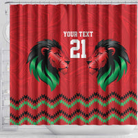 Kenya Cricket Custom Shower Curtain Red Lion Head with Kenyan Pattern - Wonder Print Shop