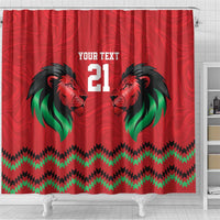 Kenya Cricket Custom Shower Curtain Red Lion Head with Kenyan Pattern - Wonder Print Shop