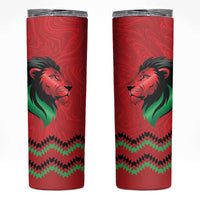 Kenya Cricket Custom Skinny Tumbler Red Lion Head with Kenyan Pattern - Wonder Print Shop