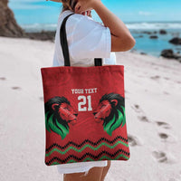 Kenya Cricket Custom Tote Bag Red Lion Head with Kenyan Pattern - Wonder Print Shop