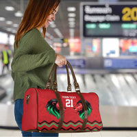 Kenya Cricket Custom Travel Bag Red Lion Head with Kenyan Pattern - Wonder Print Shop