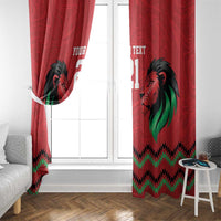 Kenya Cricket Custom Window Curtain Red Lion Head with Kenyan Pattern - Wonder Print Shop