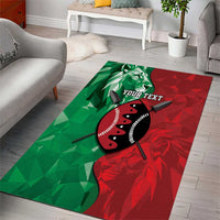 Personalized Kenya Maasai Shield Area Rug Green Red Kenyan Lion Half Style - Wonder Print Shop
