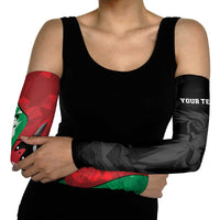 Personalized Kenya Maasai Shield Arm Sleeves Green Red Kenyan Lion Half Style - Wonder Print Shop