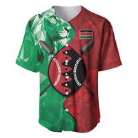 Personalized Kenya Maasai Shield Baseball Jersey Green Red Kenyan Lion Half Style - Wonder Print Shop