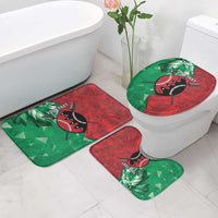 Personalized Kenya Maasai Shield Bathroom Set Green Red Kenyan Lion Half Style - Wonder Print Shop
