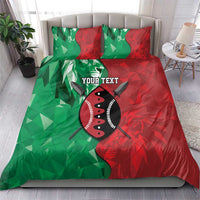 Personalized Kenya Maasai Shield Bedding Set Green Red Kenyan Lion Half Style - Wonder Print Shop