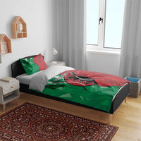 Personalized Kenya Maasai Shield Bedding Set Green Red Kenyan Lion Half Style - Wonder Print Shop