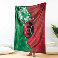 Personalized Kenya Maasai Shield Blanket Green Red Kenyan Lion Half Style - Wonder Print Shop