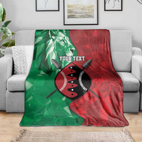 Personalized Kenya Maasai Shield Blanket Green Red Kenyan Lion Half Style - Wonder Print Shop