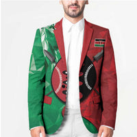 Personalized Kenya Maasai Shield Blazer Green Red Kenyan Lion Half Style - Wonder Print Shop