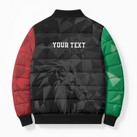 Personalized Kenya Maasai Shield Bomber Puffer Jacket Green Red Kenyan Lion Half Style - Wonder Print Shop