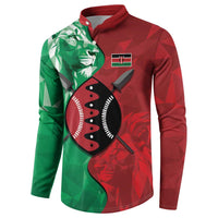Personalized Kenya Maasai Shield Button Sweatshirt Green Red Kenyan Lion Half Style - Wonder Print Shop