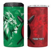 Personalized Kenya Maasai Shield 4 in 1 Can Cooler Tumbler Green Red Kenyan Lion Half Style - Wonder Print Shop