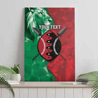 Personalized Kenya Maasai Shield Canvas Wall Art Green Red Kenyan Lion Half Style - Wonder Print Shop