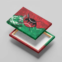 Personalized Kenya Maasai Shield Canvas Wall Art Green Red Kenyan Lion Half Style - Wonder Print Shop