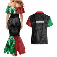 Personalized Kenya Maasai Shield Couples Matching Mermaid Dress and Hawaiian Shirt Green Red Kenyan Lion Half Style - Wonder Print Shop