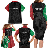 Personalized Kenya Maasai Shield Family Matching Long Sleeve Bodycon Dress and Hawaiian Shirt Green Red Kenyan Lion Half Style - Wonder Print Shop