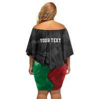 Personalized Kenya Maasai Shield Family Matching Off Shoulder Short Dress and Hawaiian Shirt Green Red Kenyan Lion Half Style - Wonder Print Shop