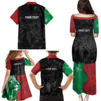 Personalized Kenya Maasai Shield Family Matching Puletasi and Hawaiian Shirt Green Red Kenyan Lion Half Style - Wonder Print Shop
