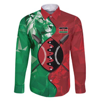Personalized Kenya Maasai Shield Family Matching Puletasi and Hawaiian Shirt Green Red Kenyan Lion Half Style - Wonder Print Shop