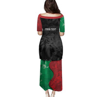 Personalized Kenya Maasai Shield Family Matching Puletasi and Hawaiian Shirt Green Red Kenyan Lion Half Style - Wonder Print Shop