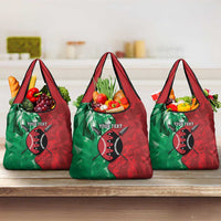 Personalized Kenya Maasai Shield Grocery Bag Green Red Kenyan Lion Half Style - Wonder Print Shop