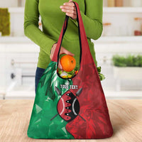 Personalized Kenya Maasai Shield Grocery Bag Green Red Kenyan Lion Half Style - Wonder Print Shop