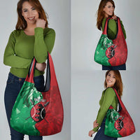 Personalized Kenya Maasai Shield Grocery Bag Green Red Kenyan Lion Half Style - Wonder Print Shop