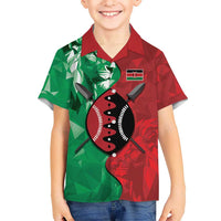 Personalized Kenya Maasai Shield Hawaiian Shirt Green Red Kenyan Lion Half Style - Wonder Print Shop