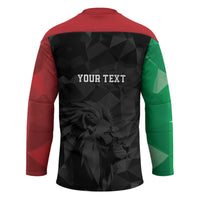 Personalized Kenya Maasai Shield Hockey Jersey Green Red Kenyan Lion Half Style - Wonder Print Shop