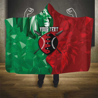 Personalized Kenya Maasai Shield Hooded Blanket Green Red Kenyan Lion Half Style - Wonder Print Shop