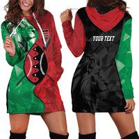 Personalized Kenya Maasai Shield Hoodie Dress Green Red Kenyan Lion Half Style - Wonder Print Shop
