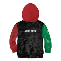 Personalized Kenya Maasai Shield Kid Hoodie Green Red Kenyan Lion Half Style - Wonder Print Shop