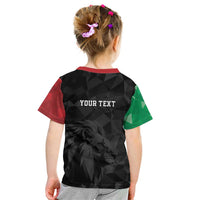 Personalized Kenya Maasai Shield Kid T Shirt Green Red Kenyan Lion Half Style - Wonder Print Shop