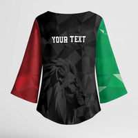 Personalized Kenya Maasai Shield Kimono Sleeve Blouse Green Red Kenyan Lion Half Style - Wonder Print Shop