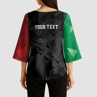 Personalized Kenya Maasai Shield Kimono Sleeve Blouse Green Red Kenyan Lion Half Style - Wonder Print Shop