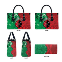Personalized Kenya Maasai Shield Leather Bag Green Red Kenyan Lion Half Style - Wonder Print Shop