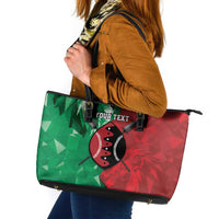 Personalized Kenya Maasai Shield Leather Tote Bag Green Red Kenyan Lion Half Style - Wonder Print Shop