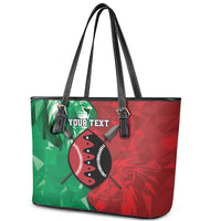 Personalized Kenya Maasai Shield Leather Tote Bag Green Red Kenyan Lion Half Style - Wonder Print Shop