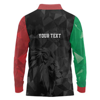 Personalized Kenya Maasai Shield Long Sleeve Polo Shirt Green Red Kenyan Lion Half Style - Wonder Print Shop