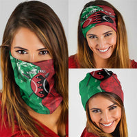 Personalized Kenya Maasai Shield Neck Gaiter Green Red Kenyan Lion Half Style - Wonder Print Shop