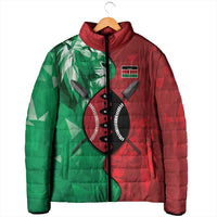 Personalized Kenya Maasai Shield Padded Jacket Green Red Kenyan Lion Half Style - Wonder Print Shop