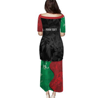 Personalized Kenya Maasai Shield Puletasi Green Red Kenyan Lion Half Style - Wonder Print Shop